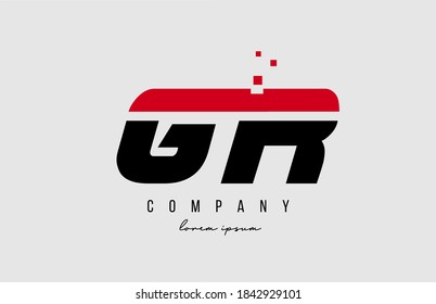 gr g r alphabet letter logo combination in red and black color. Creative icon design for business and company 