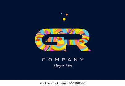 gr g r alphabet letter logo colors colorful rainbow acrylic font creative text dots company vector icon design template