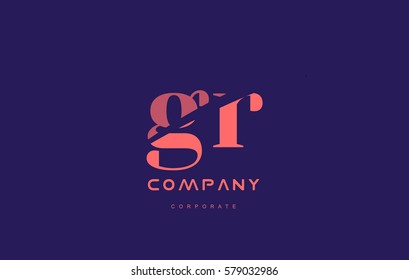 gr g r alphabet small letter blue pink creative design vector company logo icon template 