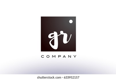 GR G R black white handwritten handwriting alphabet company letter logo square design template dot dots creative abstract