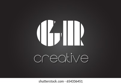 GR G R Creative Letter Logo Design With White and Black Lines.