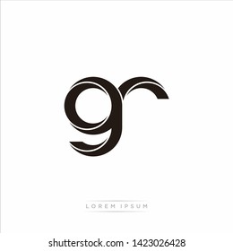 gr g r Initial Letter Split Lowercase Modern Monogram linked outline rounded logo