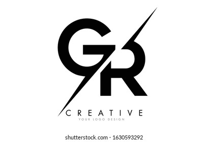 GR G R Letter Logo Design with a Creative Cut. Creative logo design..