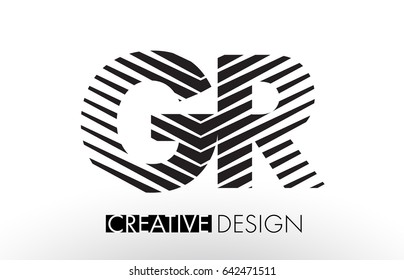 GR G R Lines Letter Design with Creative Elegant Zebra Vector Illustration.