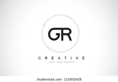 GR G R Logo Design with Black and White Creative Icon Text Letter Vector.