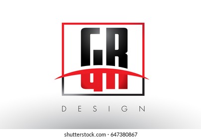 GR G R Logo Letters with Red and Black Colors and Swoosh. Creative Letter Design Vector.