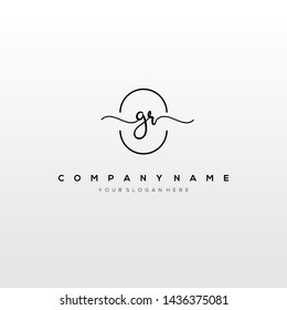 GR handwriting initial logo template vector.