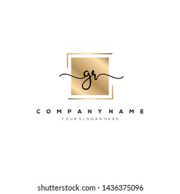 GR handwriting initial logo template vector.