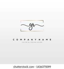 GR handwriting initial logo template vector.