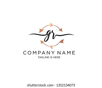 GR handwriting initial  logo vector