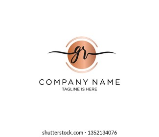 GR handwriting initial  logo vector