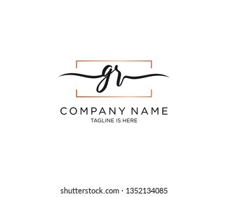 GR handwriting initial  logo vector