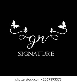 GR Handwritten initial letter, GR simple signature vector logo with butterfly shape variation, beauty, photography letter logo design. G R