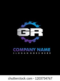 GR Initial with gear template vector