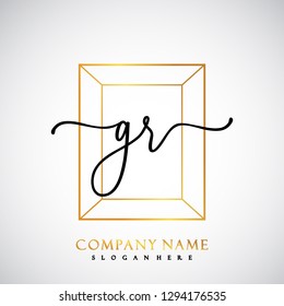 GR Initial Handwriting logo template vector