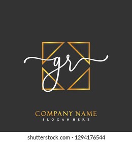 GR Initial Handwriting logo template vector