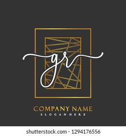 GR Initial Handwriting logo template vector