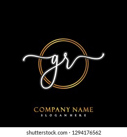 GR Initial Handwriting logo template vector