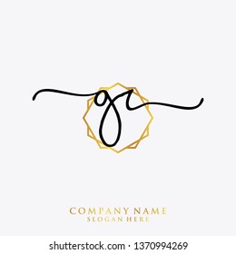 GR Initial handwriting logo template