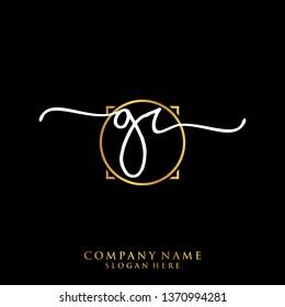 GR Initial handwriting logo template