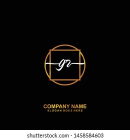 GR Initial handwriting logo template vector