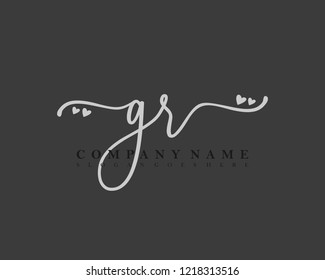 GR Initial handwriting logo vector