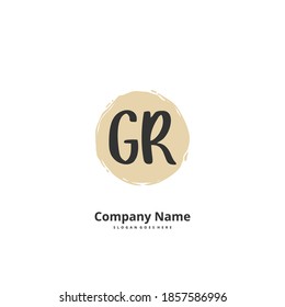 GR Initial handwriting and signature logo design with circle. Beautiful design handwritten logo for fashion, team, wedding, luxury logo.