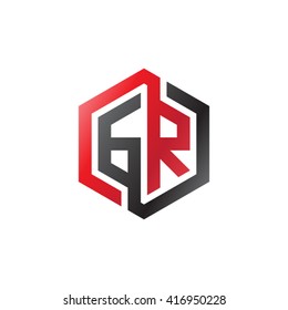 GR initial letters loop linked hexagon logo black red