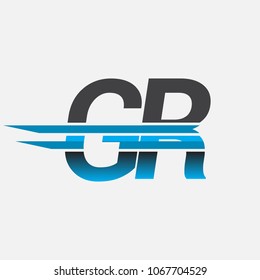 GR initial logo company name colored black and blue, Simple and Modern Logo Design.
