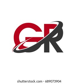 GR initial logo company name colored red and black swoosh design, isolated on white background. vector logo for business and company identity.