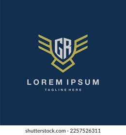GR initial monogram logo for creative eagle line image vector design