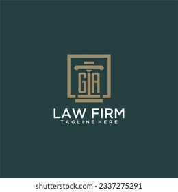 GR initial monogram logo for lawfirm with pillar design in creative square