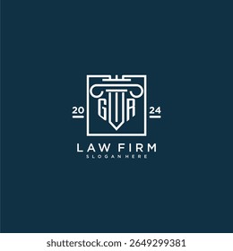 GR initial monogram logo for lawfirm with pillar design in creative square