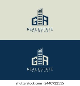 GR initial monogram logo for real estate with home shape creative design.