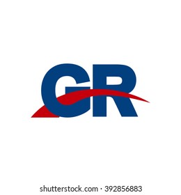 GR initial overlapping swoosh letter logo blue red