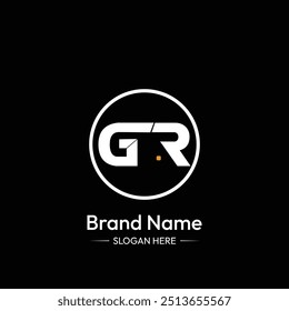 GR Letter Logo Design. Black Background.