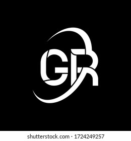 GR Letter Logo Design. Initial letters GR logo icon. Abstract letter GR G R minimal logo design template. G R Letter Design Vector with black Colors. gr logo