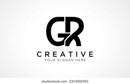 GR Letter Logo Design Vector Template. Alphabet Initial Letter GR Logo Design With Glossy Reflection Business Illustration.