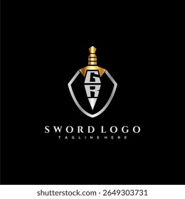 Monograma de lujo de la letra de GR para la Imagen del estilo del escudo y de la espada