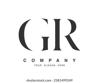 GR logo design. Initial letter g and r serif font style. Creative classic company name typography. Trendy logotype or identity. Vector illustration.