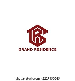 Resumen de la letra inicial logotipo GR o RG en color rojo aislado en color blanco aplicado para el logotipo de desarrollo inmobiliario también adecuado para las marcas o empresas que tienen el nombre inicial RG o GR.
