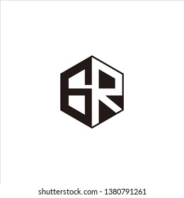 GR Logo Initial Monogram Negative Space Designs Modern Templete with Black color and White Background