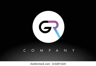 Logo de GR.  Vector de diseño de letras con colores morado y negro.
