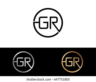 Gr Logo. Letter Design Vector with Red and Black Gold Silver Colors