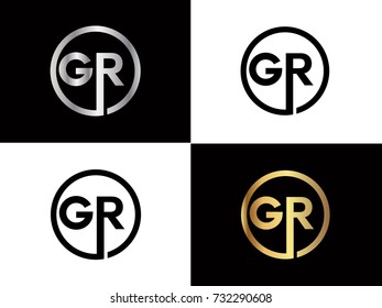 GR Logo. Letter Design Vector with Red and Black Gold Silver Colors

