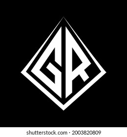 GR logo letters monogram with prisma shape design template vector icon modern