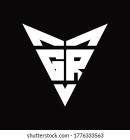 GR Logo monogram with back drop shape logo design template