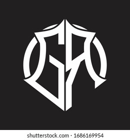 GR Logo monogram with emblem and circle rounded design template