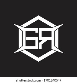 GR Logo monogram with hexagon and four taper shape design template