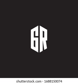 GR Logo monogram with hexagon shape style design template isolated on black background